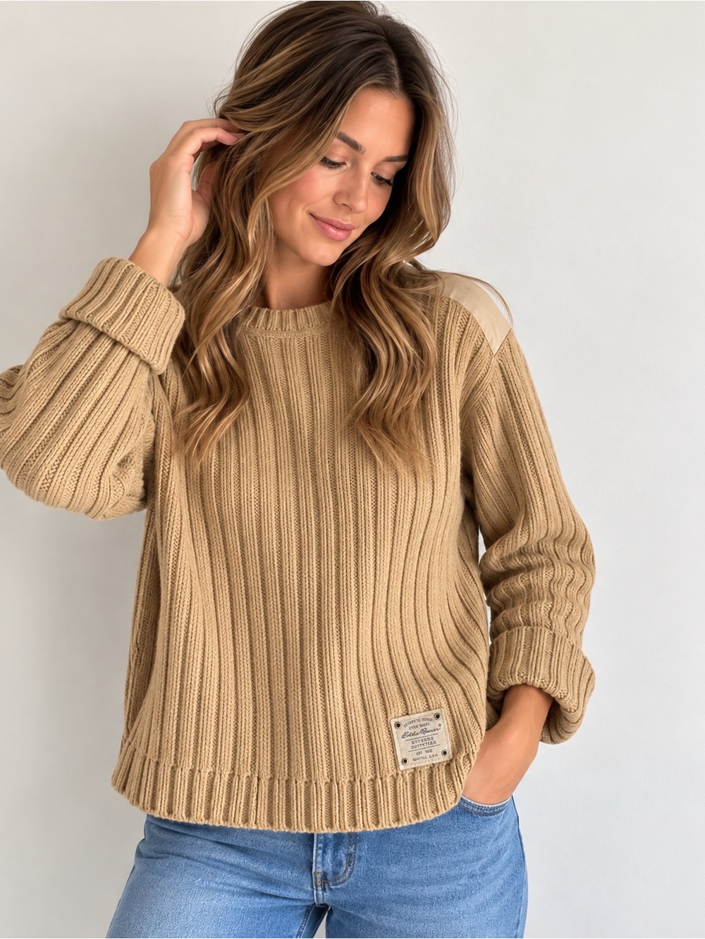 Eddie Bauer 100% Cotton Ribbed Knit Sweater | Size M